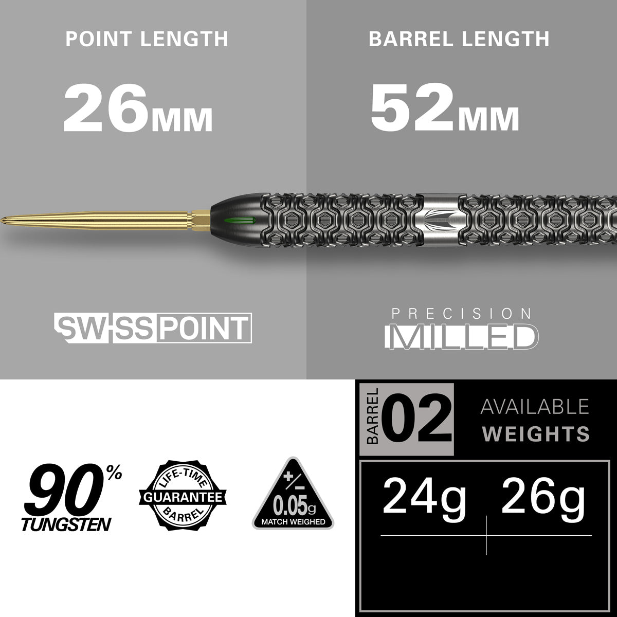 Cult SP02 90% Tungsten Swiss Point Steel Tip Darts by Target - view 3