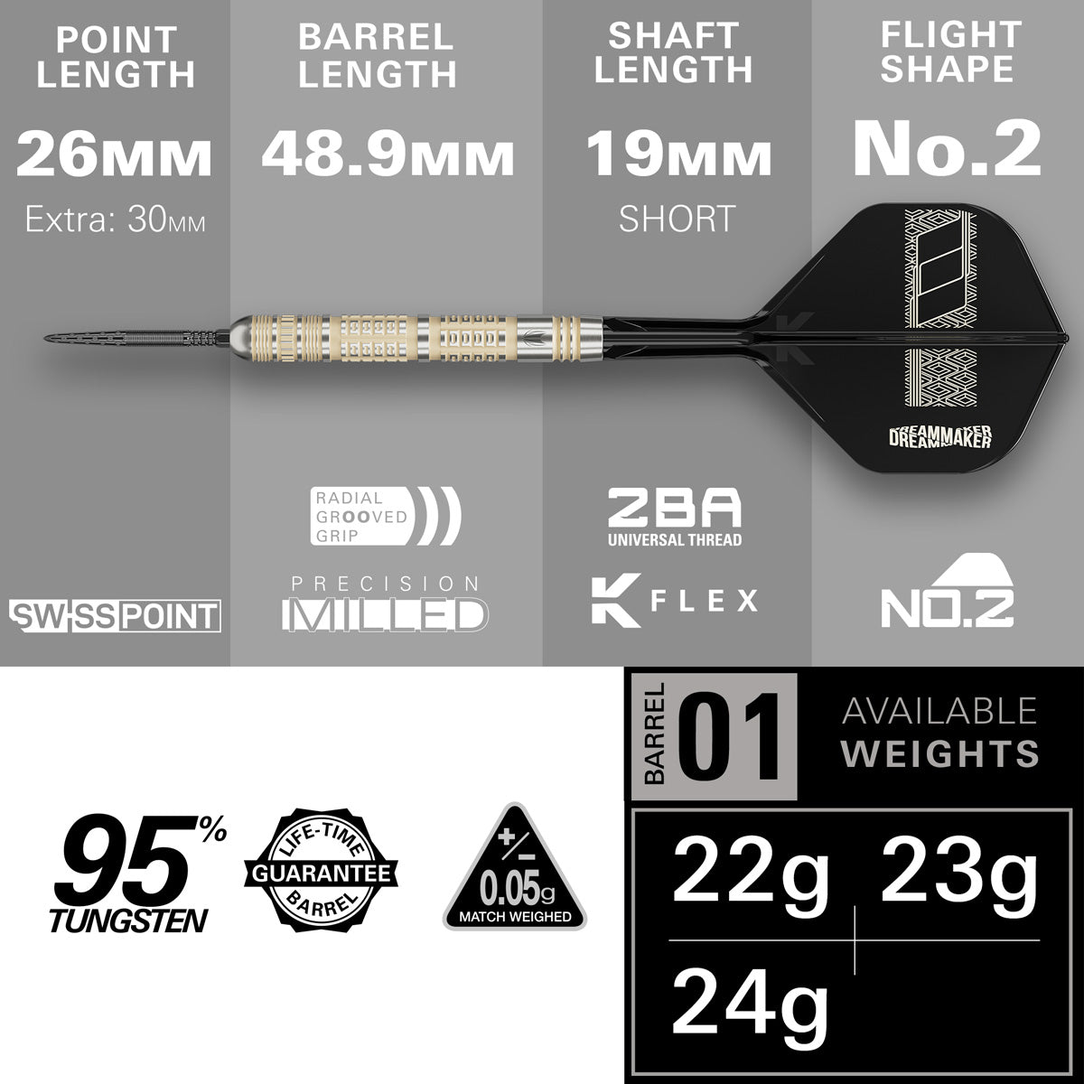 Target Dimitri Van den Bergh 95K 95% Tungsten SP Steel Tip Darts - view 4