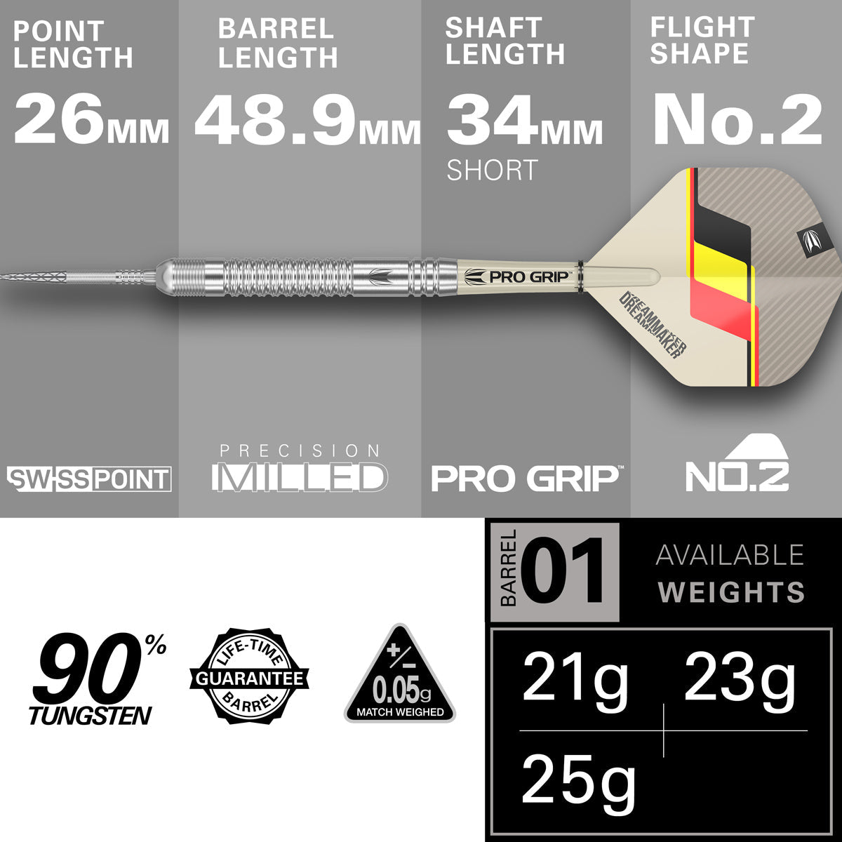 Dimitri van den Bergh G2 90% Tungsten SP Steel Tip Darts by Target - view 2