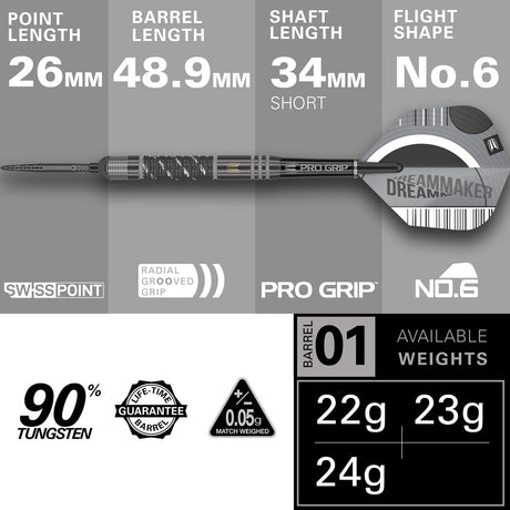 Dimitri Van Den Bergh x Echo 90% Tungsten SP Steel Tip Darts by Target - view 4
