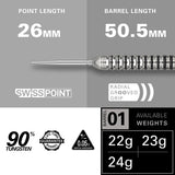 Exo 01 90% Tungsten SP Steel Tip Darts by Target - view 3