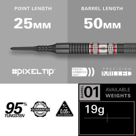 Gabriel Clemens 95K 95% Tungsten Soft Tip Darts by Target - view 4