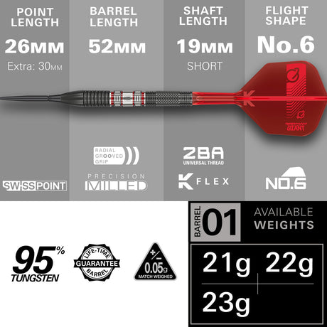 Gabriel Clemens 95K 95% Tungsten SP Steel Tip Darts by Target - view 4