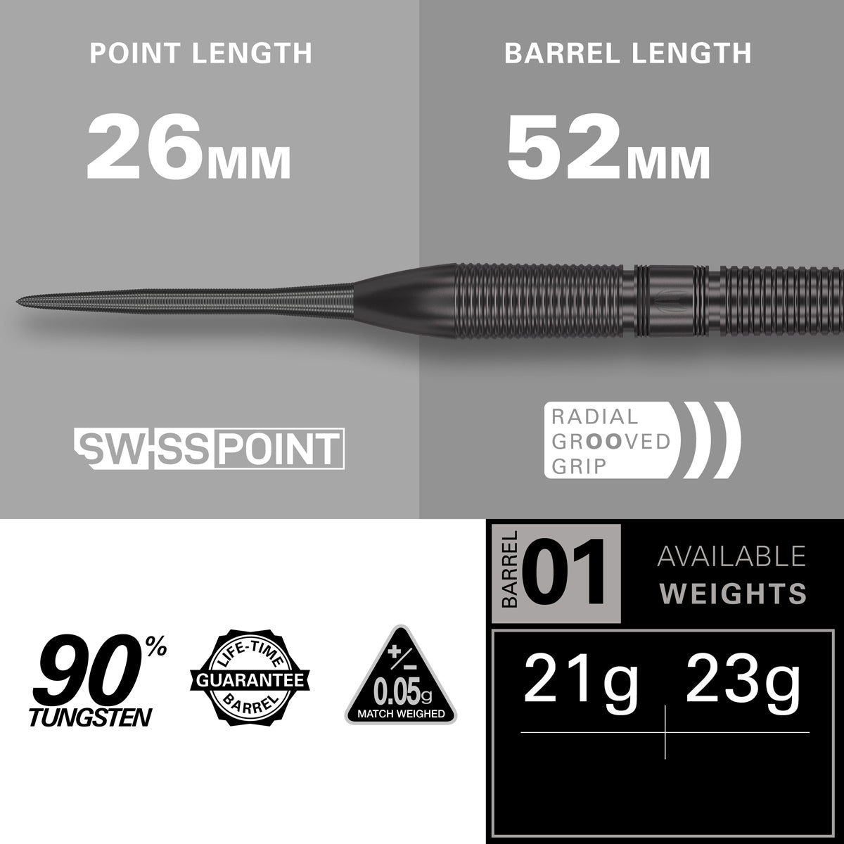 Gabriel Clemens Black 90% Tungsten Steel Tip Darts by Target - view 4