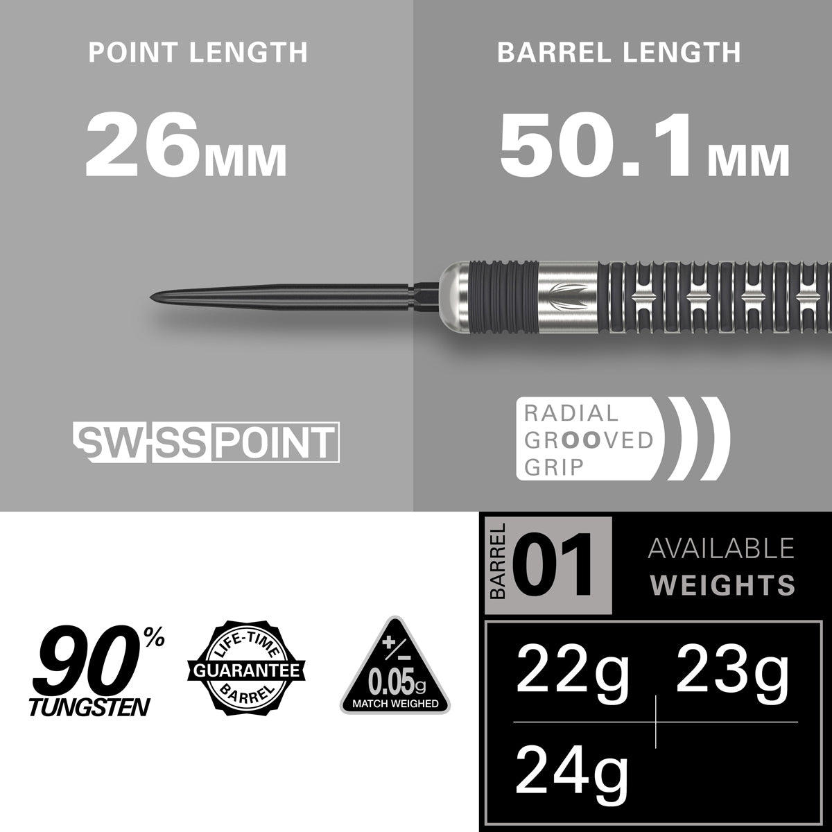 Hollywood Action 90% Tungsten SP Steel Tip Darts by Target - view 4