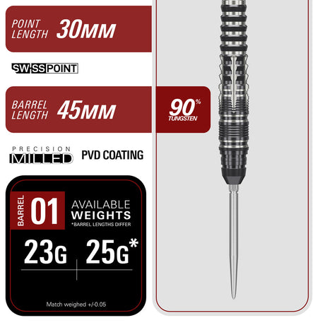 Target Japan Black Marque Blaze Swiss Point 90% Tungsten Steel Tip Darts - view 5