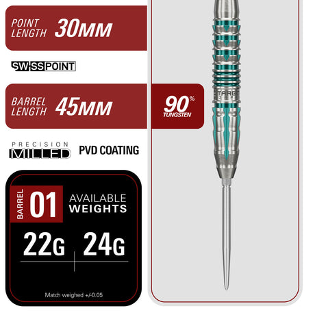 Target Japan Black Marque Pierce Swiss Point 90% Tungsten Steel Tip Darts - view 5