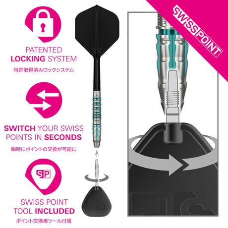 Target Japan Black Marque Pierce Swiss Point 90% Tungsten Steel Tip Darts - view 6