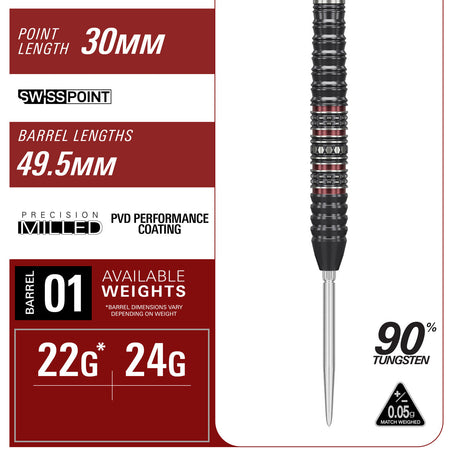 Target Japan Kosuzu Iwao Diamond G4  90% Tungsten Swiss Point Steel Tip Darts - view 5