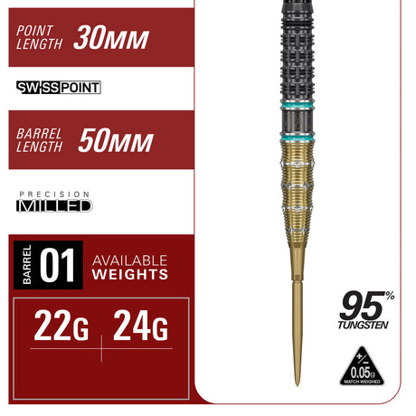 Target Japan Mikuru Suzuki The Miracle G7.5 95% Tungsten Swiss Point Steel Tip Darts - view 5