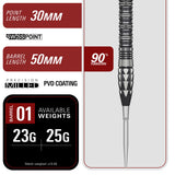 Target Japan Mitsumasa Hoshino Pyro G12 Swiss Point 90% Tungsten Steel Tip Darts