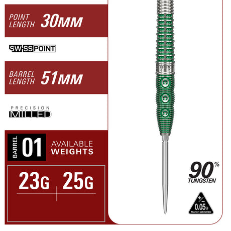Target Japan Motomu Sakai Xeno G1  90% Tungsten Swiss Point Steel Tip Darts - view 5