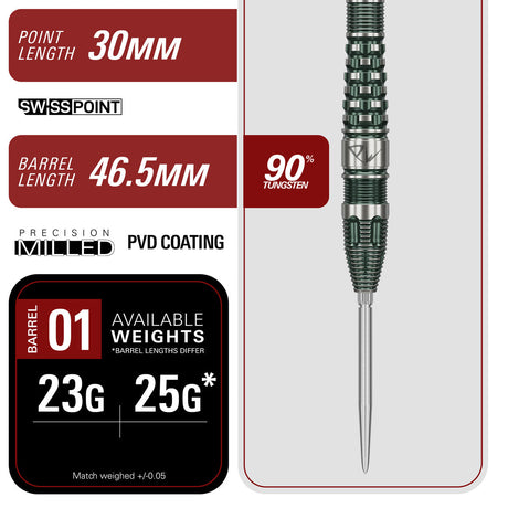 Target Japan Prime Series Tan Phuay Wei PW G3 Swiss Point 90% Tungsten Steel Tip Darts - view 5