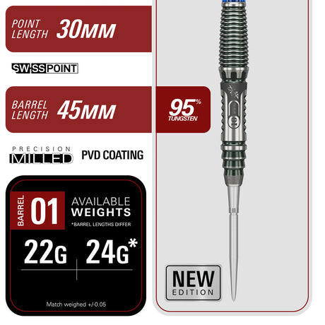 Target Japan Haruki Muramatsu Rising Sun G10.5 Swiss Point 95% Tungsten Steel Tip Darts - view 5
