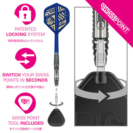 Target Japan Haruki Muramatsu Rising Sun G10.5 Swiss Point 95% Tungsten Steel Tip Darts - view 6