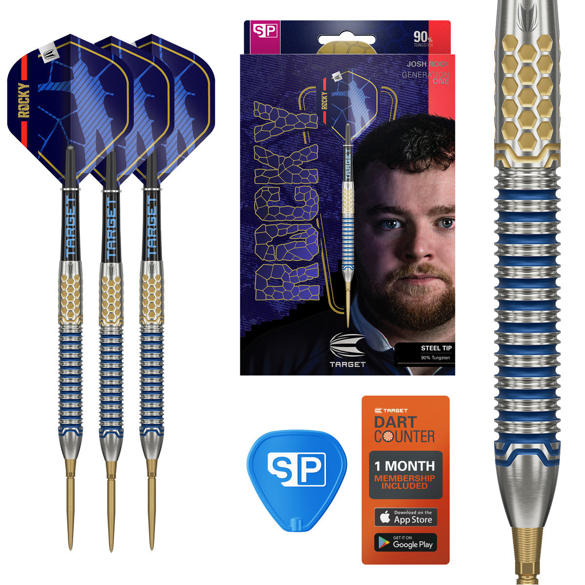 Target Josh Rock G1 Swiss Point 90% Tungsten Steel Tip Darts – The