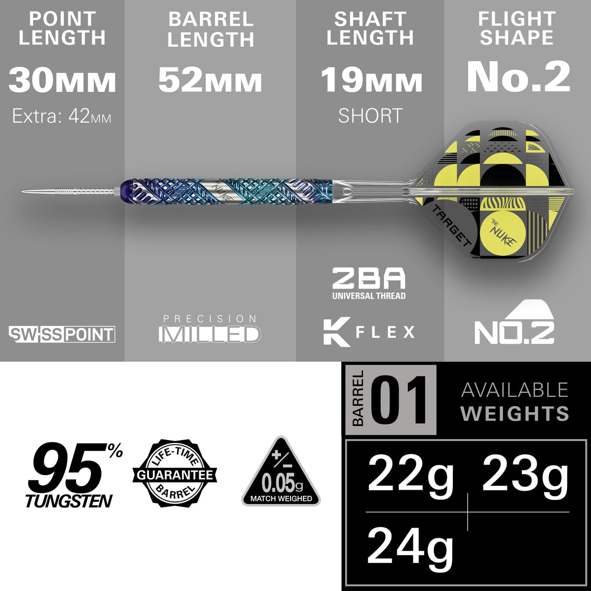 Target Luke Littler Edge 95% Tungsten SP Steel Tip Darts - view 4