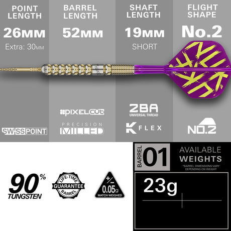 Luke Littler G1 Prodigy 90% Tungsten SP Steel Tip Darts by Target - view 4