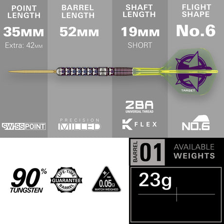 Target Luke Littler World Champion 2025 Edition Swiss Point 90% Tungsten Steel Tip Darts - view 3