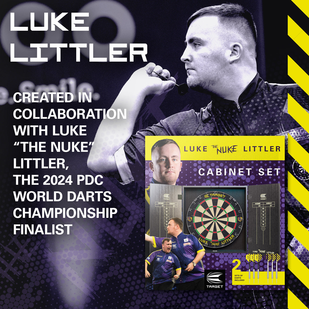 Luke 'The Nuke' Littler Cabinet & Dartboard Set by Target - view 2