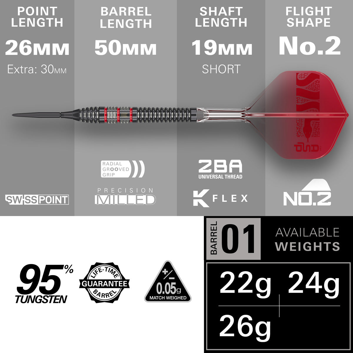 Target Nathan Aspinall Asp 95K 95% Tungsten Swiss Point Steel Tip Darts - view 4