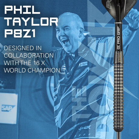 Phil Taylor 8ZERO Black 80% Tungsten Steel Tip Darts by Target - S1 - view 2