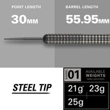Phil Taylor 8ZERO Black 80% Tungsten Steel Tip Darts by Target - S1 - view 3