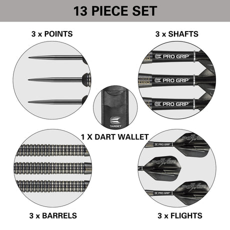 Phil Taylor 8ZERO Black 80% Tungsten Steel Tip Darts by Target - S1 - view 5