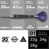Phil Taylor Power 9five G10 95% Tungsten Swiss Point Steel Tip Darts by Target - view 4