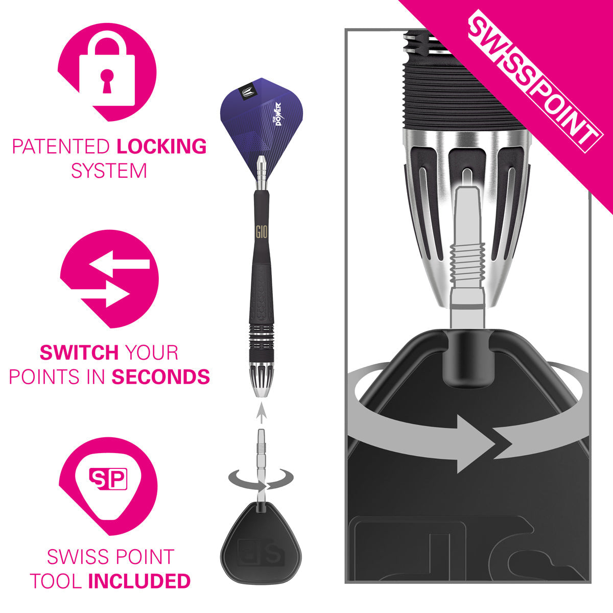 Phil Taylor Power 9five G10 95% Tungsten Swiss Point Steel Tip Darts by Target - view 5