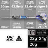 Target Phil Taylor Power Chrono Swiss Point 95% Tungsten Steel Tip Darts