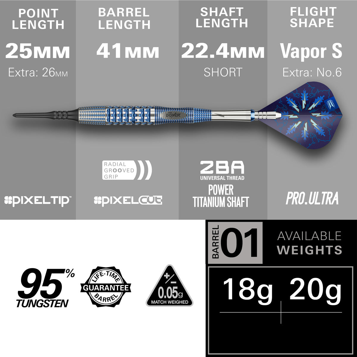 Target Phil Taylor Power Gx2 95% Tungsten Soft Tip Darts - view 4