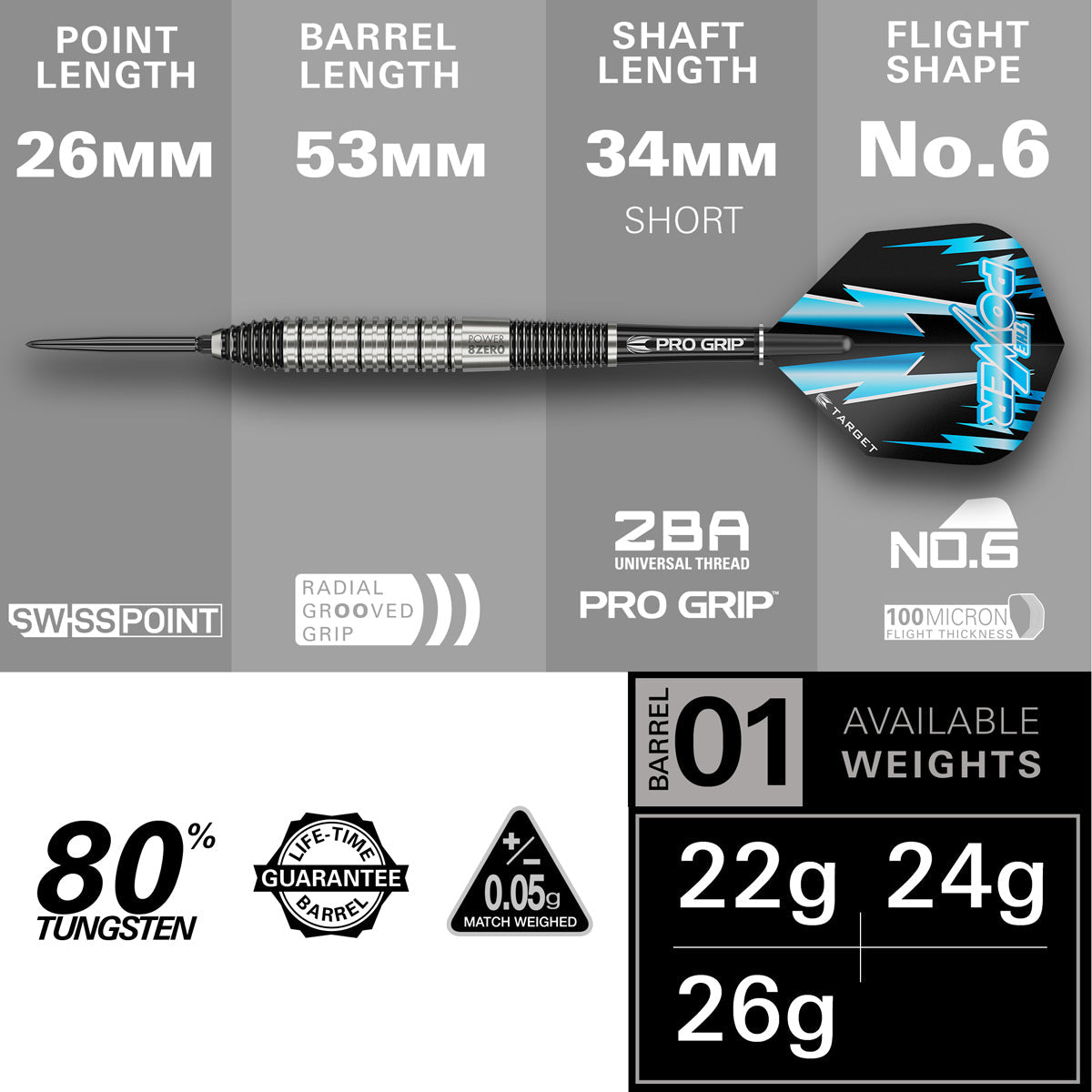 Target Power 8zero 2 Swiss Point 80% Tungsten Steel Tip Darts - view 3