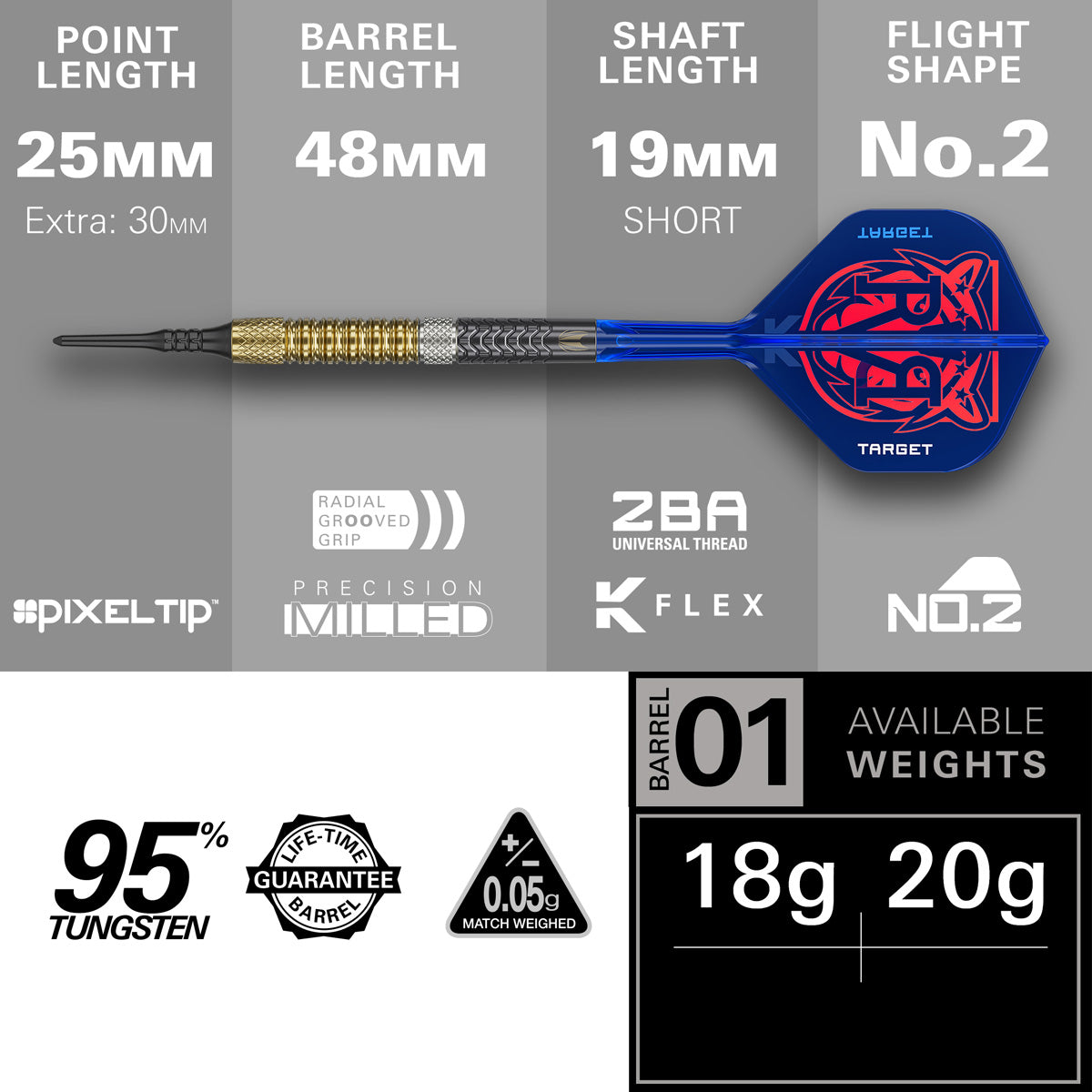 Target Raymond van Barneveld G6 95% Tungsten Soft Tip Darts - view 4