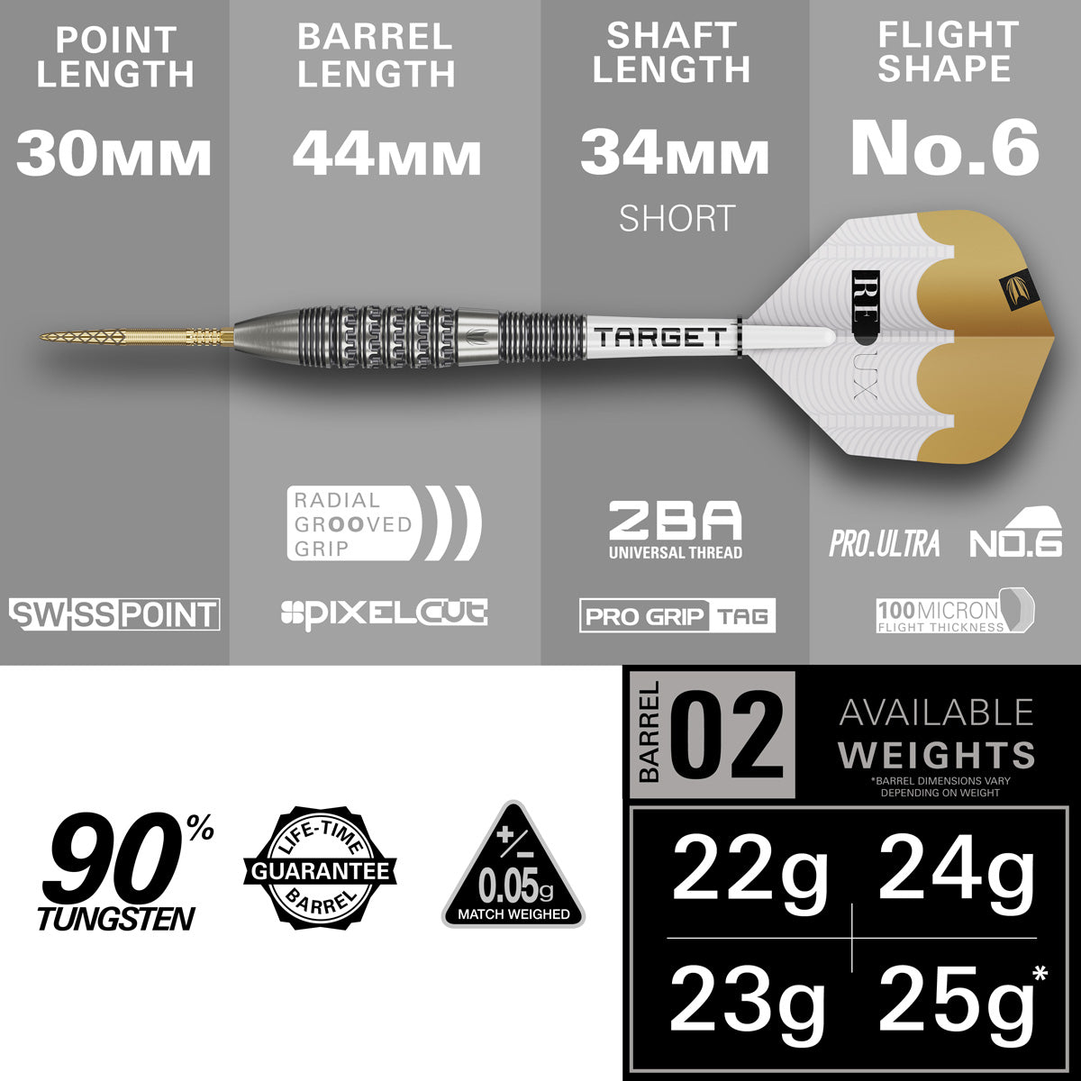 Target Redux 02 90% Tungsten SP Steel Tip Darts - view 3