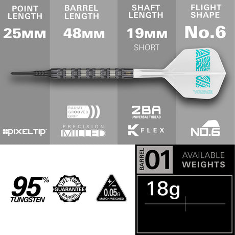 Rob Cross 95K 95% Tungsten Soft Tip Darts by Target - view 4