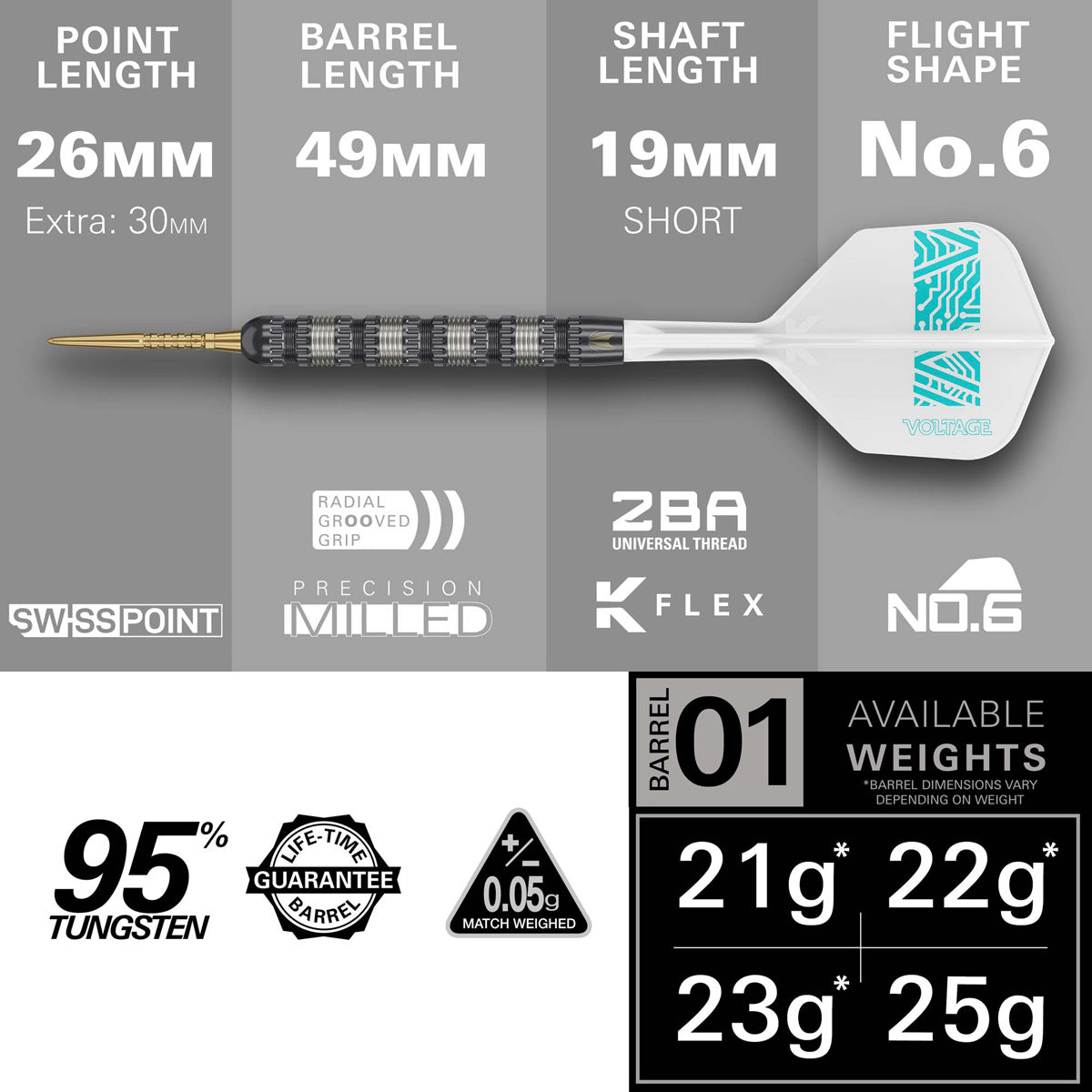 Target Rob Cross 95K Swiss Point 95% Tungsten Steel Tip Darts - view 4