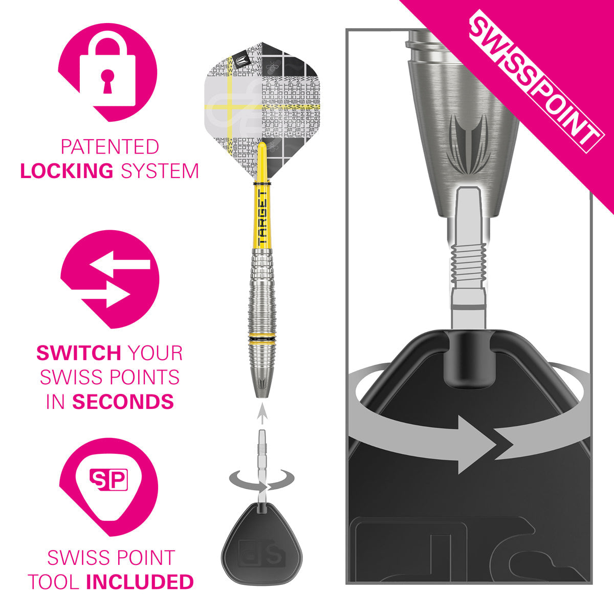 Target Scott Williams G2 Swiss Point 90% Tungsten Steel Tip Darts - view 5