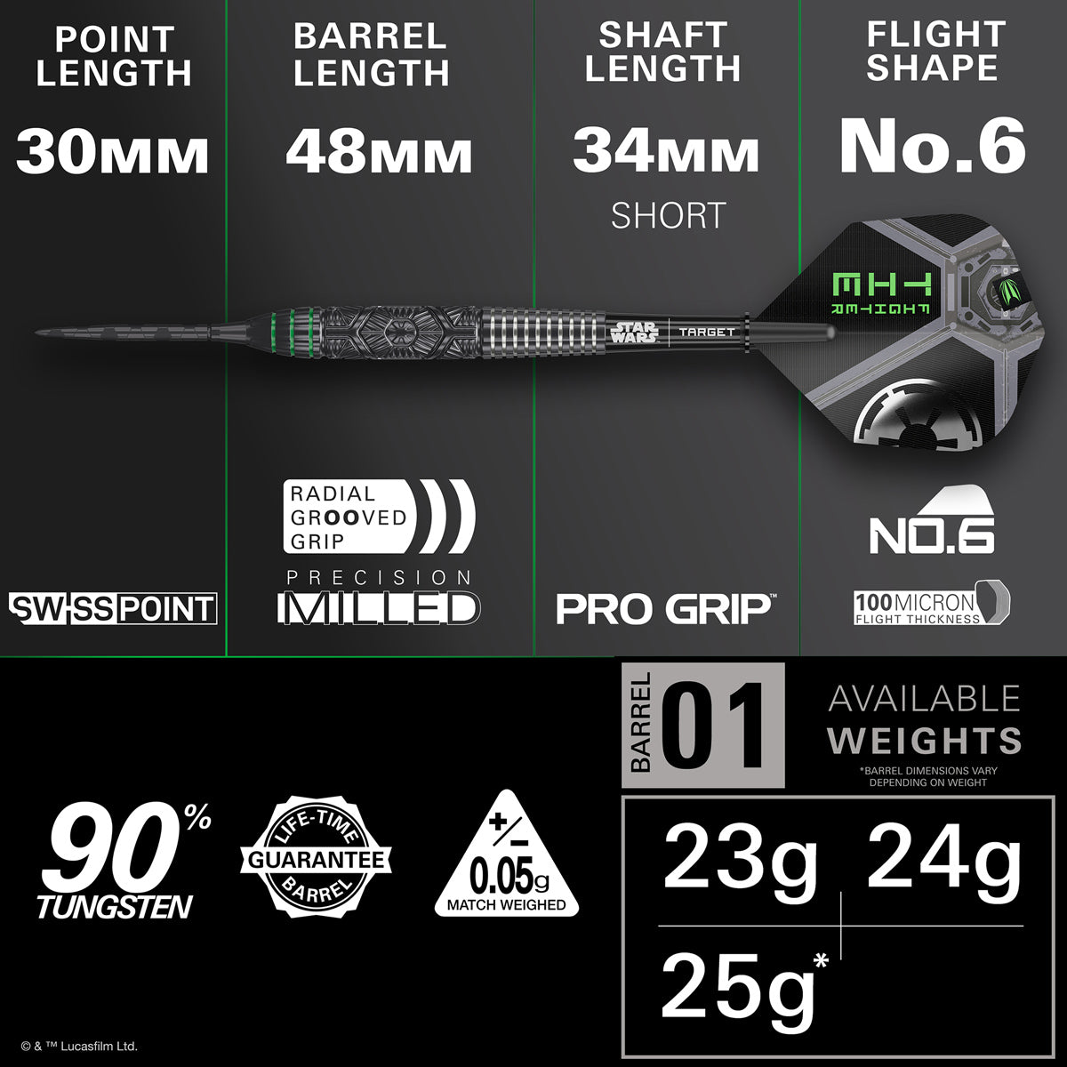 STAR WARS™ | TARGET Tie Fighter 90% Tungsten Steel Tip Darts - view 2
