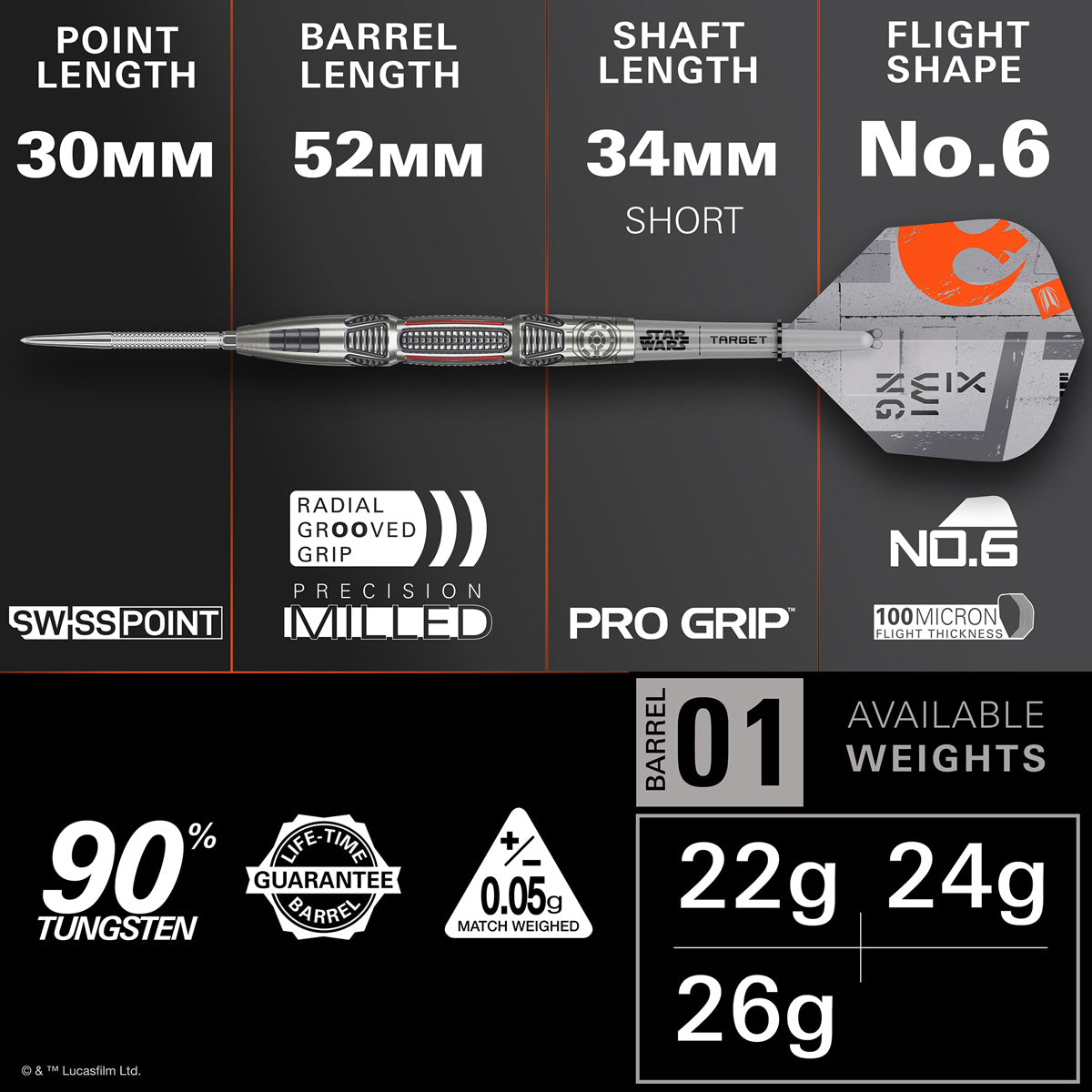 STAR WARS™ | TARGET X-Wing 90% Tungsten Steel Tip Darts - view 2