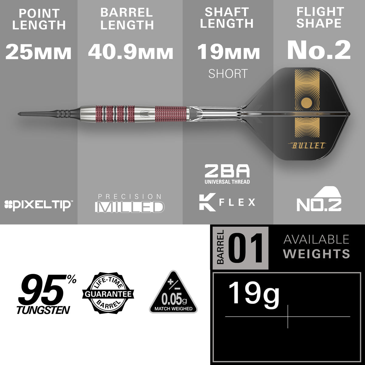 Stephen Bunting 95K 95% Tungsten Soft Tip Darts by Target - view 4