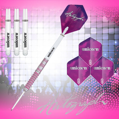 Unicorn Autograph Pink Ringed 80% Tungsten Steel Tip Darts - view 3
