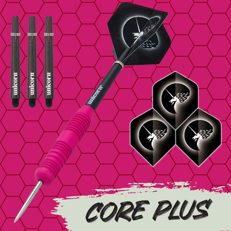 Core Plus Pink Rubber Coated Brass Steel Tip Darts by Unicorn - view 2