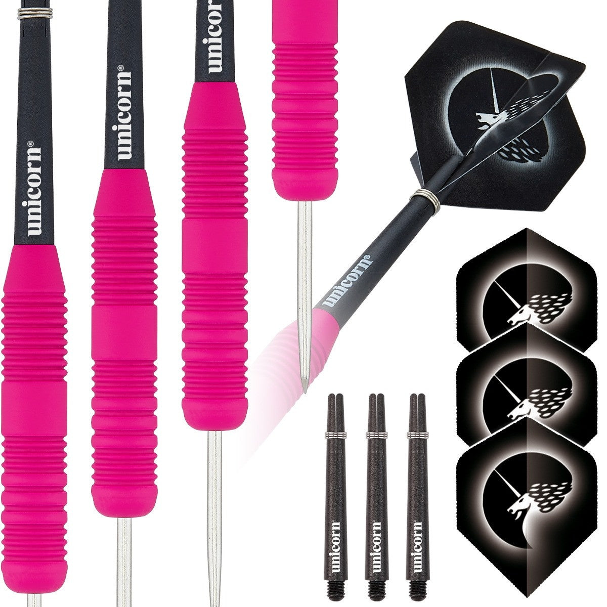 Core Plus Pink Rubber Coated Brass Steel Tip Darts by Unicorn - view 4