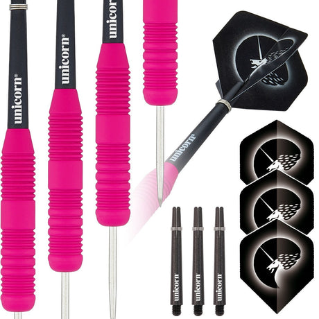 Core Plus Pink Rubber Coated Brass Steel Tip Darts by Unicorn - view 4