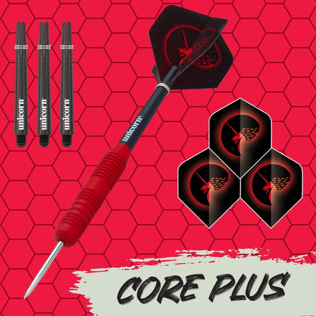 Core Plus Red Rubber Coated Brass Steel Tip Darts by Unicorn - view 2