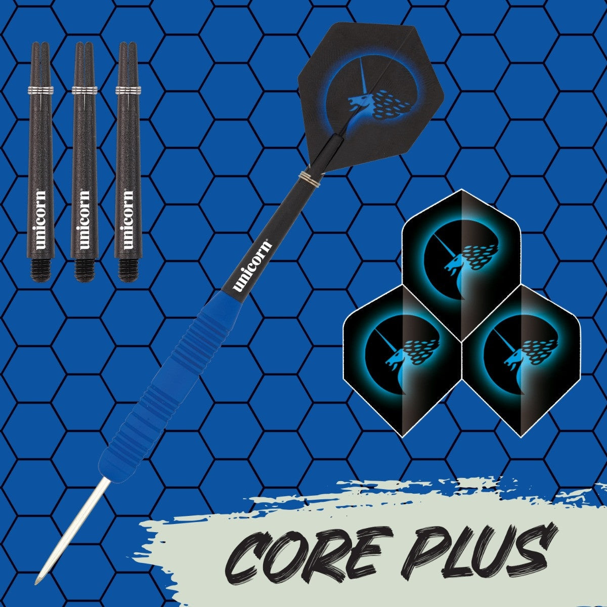 Unicorn Core Plus Rubber Coated Brass Steel Tip Darts - view 2