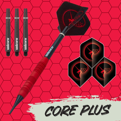 Core Plus Red Rubber Coated Brass Soft Tip Darts by Unicorn - view 2