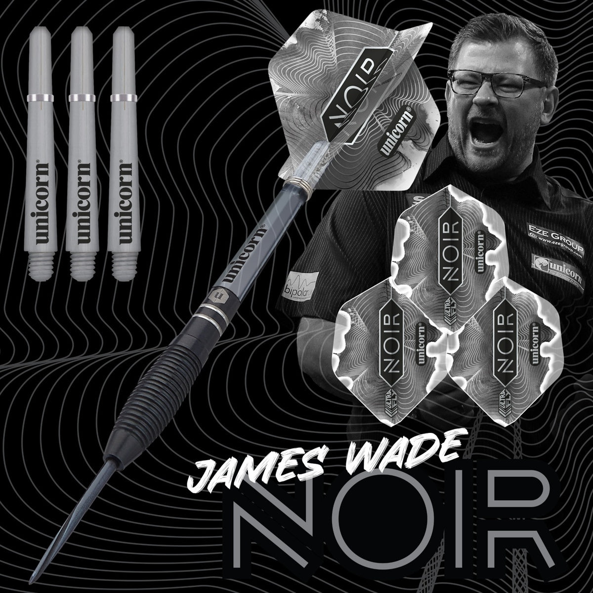 James Wade Noir 90% Tungsten Steel Tip Darts by Unicorn - view 2