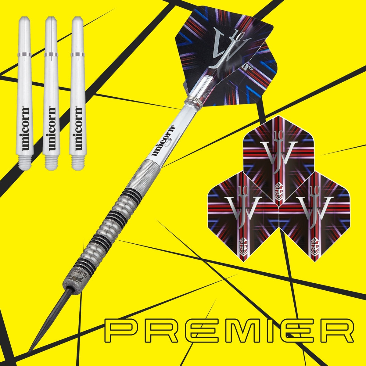 James Wade Premier 90% Tungsten Steel Tip Darts by Unicorn - view 3
